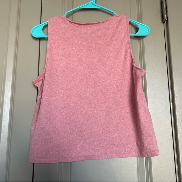 Madewell Women’s Small Button-Front Crewneck Crop Tank Top Heather Pink cotton - Picture 2 of 6